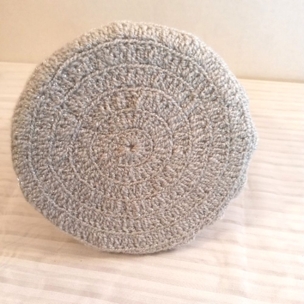 Sparkling Grey Silver Knit Drawstring Mini Dumpli… - image 4